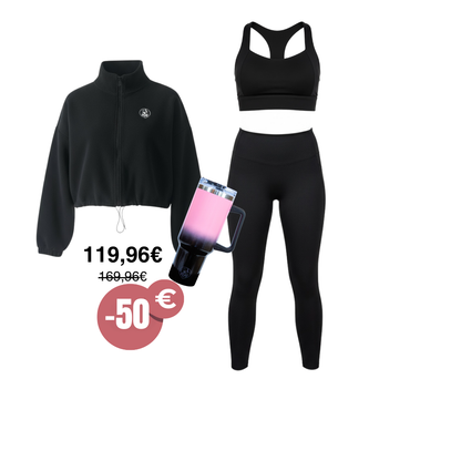 ensemble de sport noir femme et gourde 