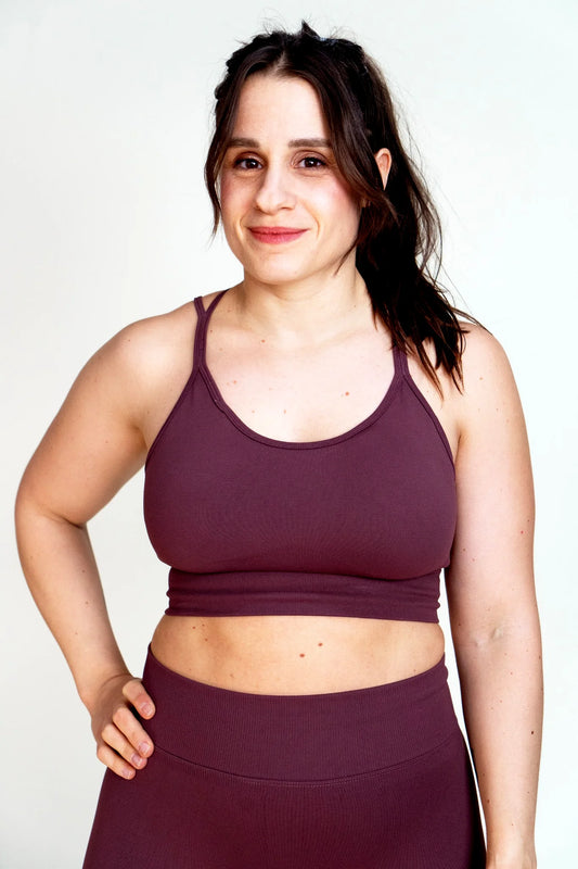 Brassière sans couture bordeaux prune – Dos croisé