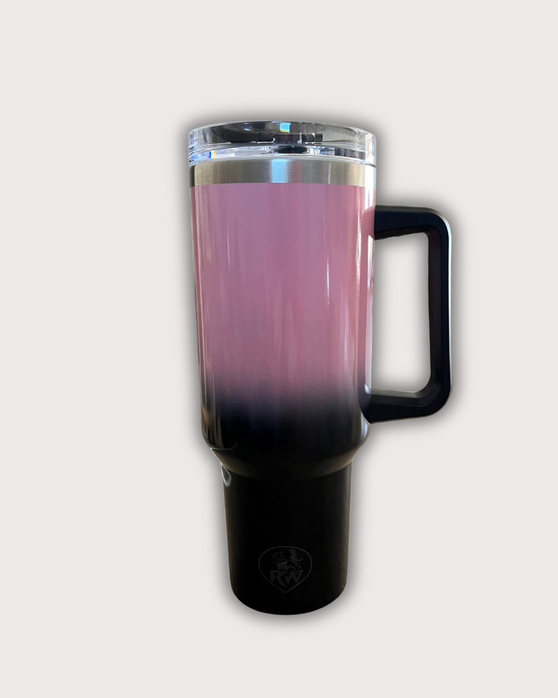 Gourde isotherme 1,2 L avec paille – Noire et rose