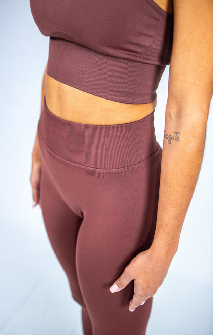 legging brassière cacao vue de face profil
